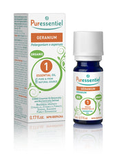 PURESSENTIEL - Geranium Organic Essential Oil -Aromatherapy- Gives Skin a Radiant Glow- Use for Dry Scalp- 100% pure and natural - 5ml