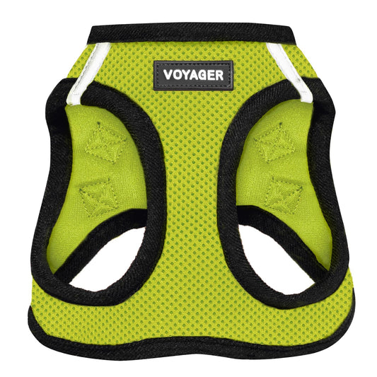 Best Pet Supplies - All Weather Mesh, Reflective, No Pull Harness for Small, Medium Dogs, Cats - Secure with Hook & Loop Fastener, Buckle, Double D-Rings - Lime Green/Black Trim, XXS