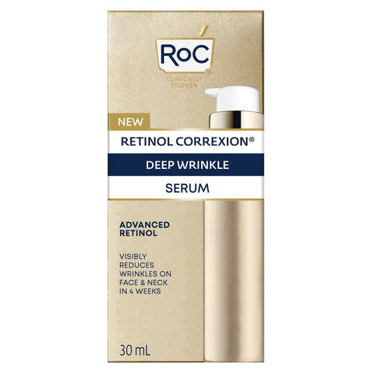 RoC Retinol Correxion® Deep Wrinkle Retinol Face Serum with Ascorbic Acid, Daily Anti-Aging Skin Care Treatment for Fine Lines, Dark Spots, Acne Scars, 30 ML