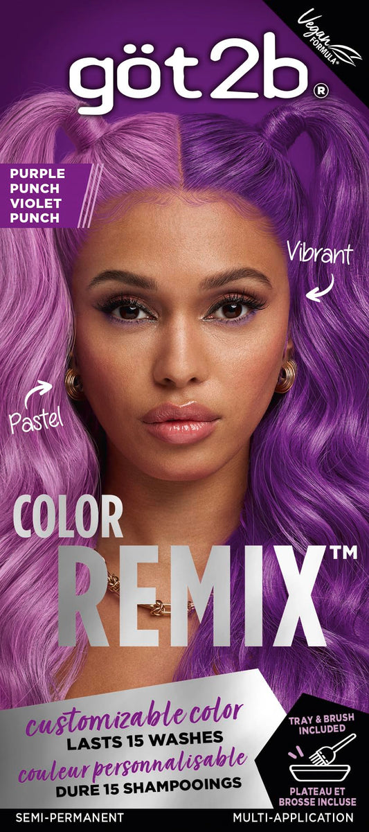 Got2b Color Remix, Customizable Semi-Permanent Hair Color, Purple Punch 094, 1 Pack/50 ml