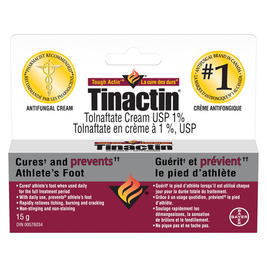 Tinactin Antifungal Cream: Cures and Prevents Athlete's Foot, Rapidly Relieves Itching, Burning and Cracking - Non-Stinging, Non-Staining Formula; Medicated Tolnaftate Cream (15g)