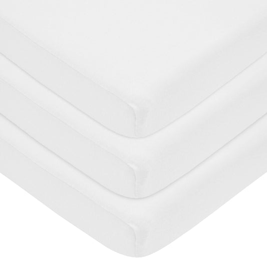 American Baby Company Pack of 3 100% Natural Cotton Jersey Knit 18 x 36 Cradle Sheet, Fitted, White, Soft Breathable, for Boys and Girls