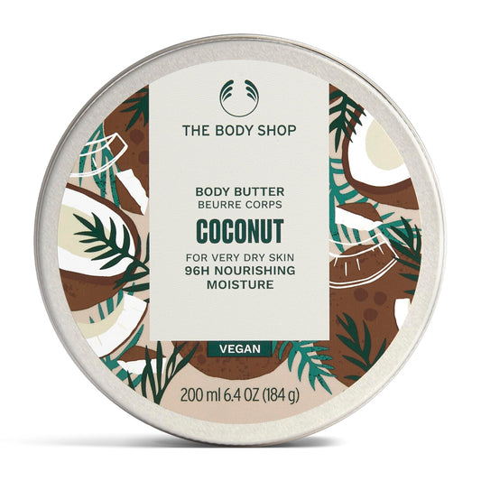 The Body Shop Nourishing Coconut Oil Body Butter for Dry Skin – Ultra-Rich Body Moisturizer & Hydrating Body Cream for Women, 200ml