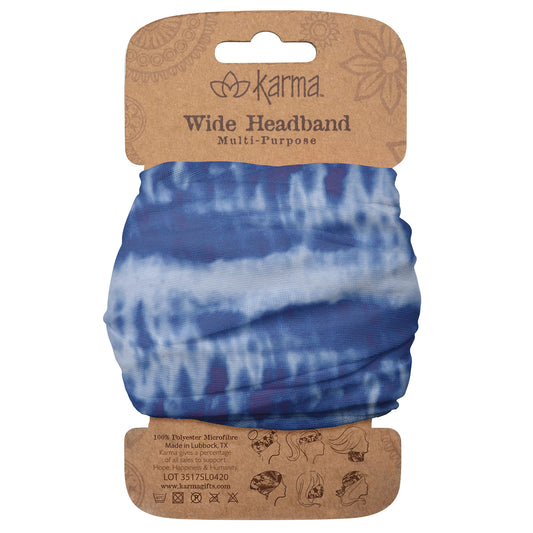 Karma Gifts Women's Wide Headband, Accessory, Blue Tie Dye, No Size