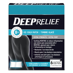 Deep Relief Extra Strength Ice Cold Pain Relief Patch, Reduces Inflammation, Relieve Backache and Muscle Pain, 6 count, (Pack of 1)