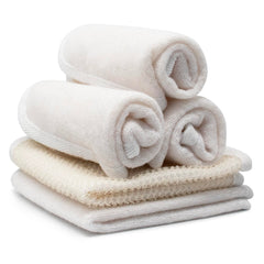 Paradiso Soft-Weave Wash Cloths for Face and Body, Exfoliating Washcloth, White, 5 Count, Small