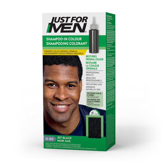 Just For Men Shampoo-In Color, Hair Color for Men with Keratin and Vitamin E for Stronger Hair - Jet Black, H-60, Pack of 1