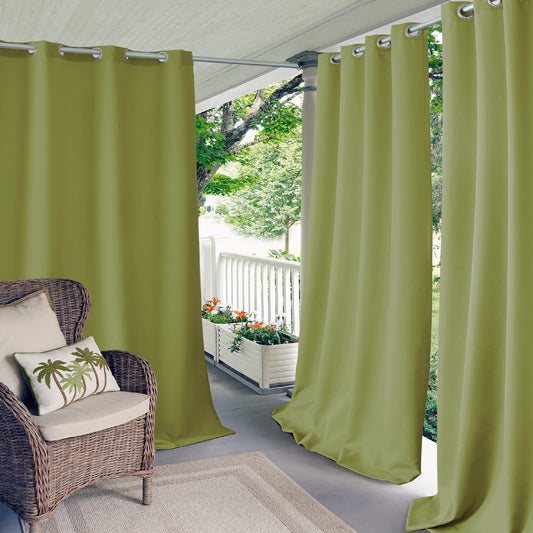 Elrene Home Fashions Solid Grommet Outdoor Window Curtain, 52"x84", Lime