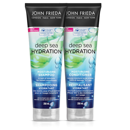 John Frieda Moisturizing Shampoo and Conditioner Set |Deep Sea Hydration Duo for Soft, Silky and Hydrated Hair | Pack of 2