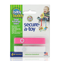 Baby Buddy Secure-A-Toy, Pink/White, 2-Pack