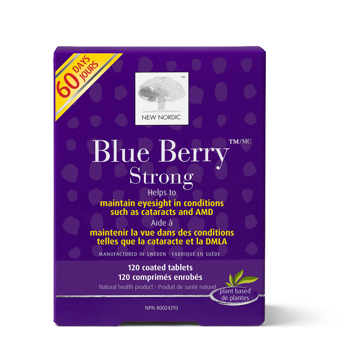 New Nordic Blue Berry Strong 120 Coated Tablets, 60-Day Supply, Vegan Eye Support Supplement with Bilberry & Lutein for Clear Vision & Macular Health