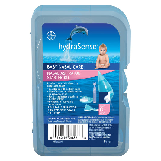 hydraSense Baby Nasal Aspirator, Baby Nasal Care, Gently Relieves Congestion in Babies, Non-medicated, With 100% Natural Source Seawater, Preservative-Free, 1 Kit