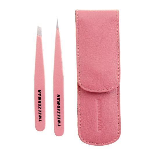 Tweezerman Exclusive Tea Rose Petite Tweeze Set - Tweezers for Eyebrows, Travel Tweezers for Eyebrows, Facial Hair, Ingrown Hair