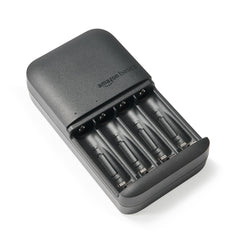 Amazon Basics Rechargeable AA Batteries NiMH (x4) with 4 Bay Battery Charger, Type A (American) Plug