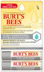 Burt's Bees 100% Natural Origin Moisturizing Lip Balm for Dry Chapped Lips, Ultra Conditioning Lip Repair - Pack of 2 - Kokum Butter, Shea Butter, & Cocoa Butter, Unscented