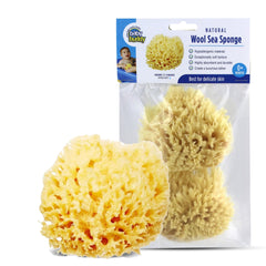 Baby Buddy Natural Wool Sea Sponge, Newborn Bath Time Essential, Ultra Soft for Delicate Skin, Hypoallergenic and Biodegradable, 2 Pack