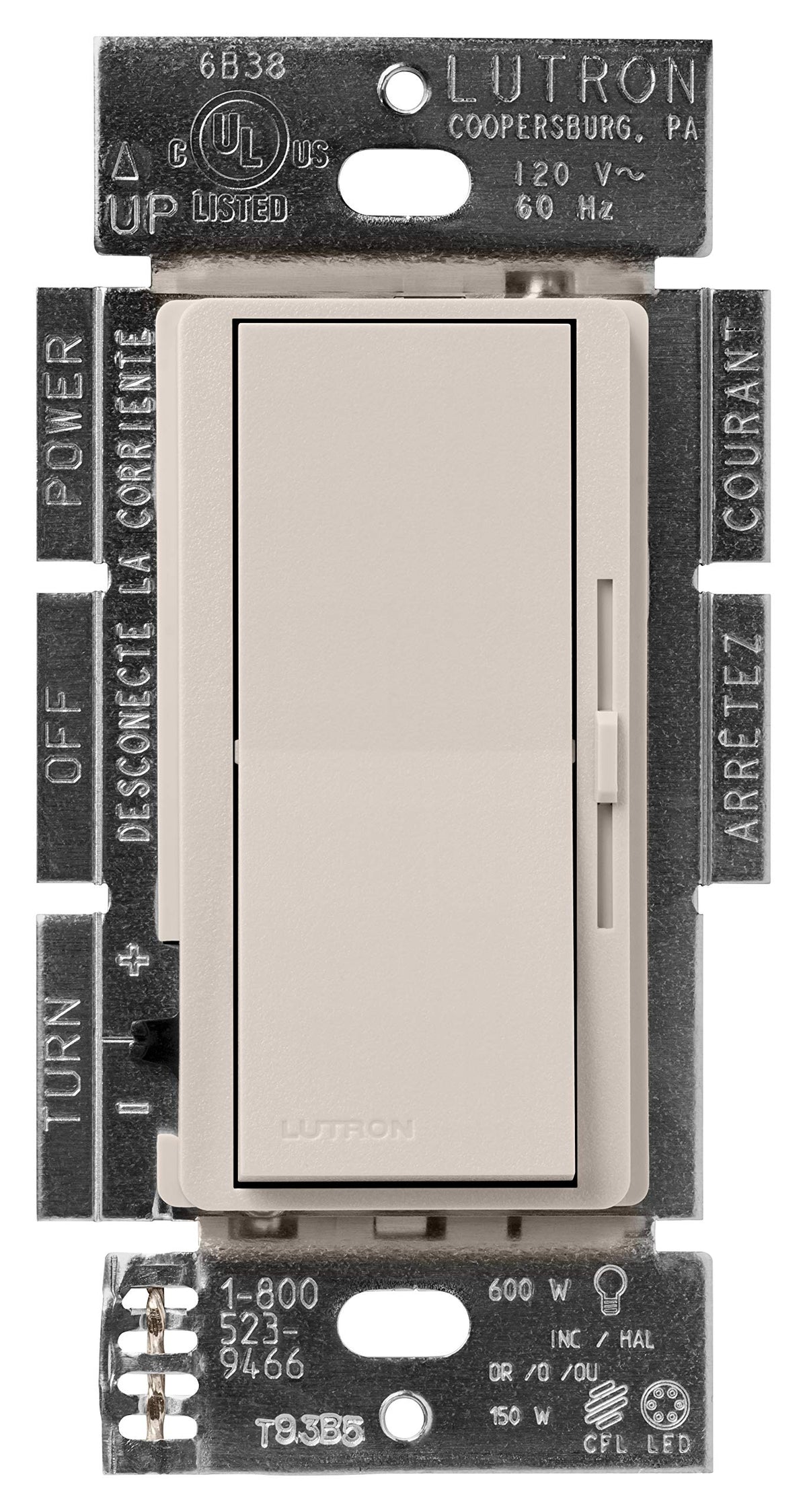 Lutron Diva LED+ Dimmer for Dimmable LED, Halogen and Incandescent Bulbs | Single-Pole or 3-Way | DVSCCL-153P-TP | Taupe