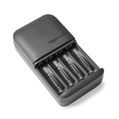 Amazon Basics Rechargeable AA Batteries NiMH (x4) and AAA (x4), with 4 Bay Battery Charger, Type A (American) Plug