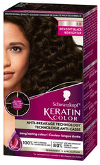 Schwarzkopf Keratin Color Permanent Hair Color, 2.6 Rich Soft Black, 1 Application - Salon Inspired Permanent Hair Dye, for up to 80% Less Breakage vs Untreated Hair and up to 100% Gray Coverage