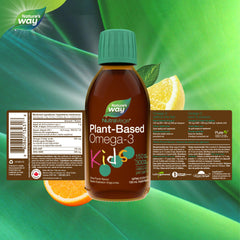 Nature's Way NutraVege Kids Omega-3 Supplement, Plant-Based, Vegetarian, Vegan-friendly, 500 mg of EPA + DHA, 500 IU Vegan Vitamin D3, Citrus Punch, 150 ml Liquid
