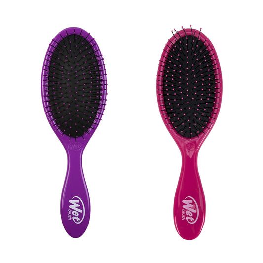 Wet Brush Original Detangler Hair Brush, Pink and Purple - 2 Piece Bundle