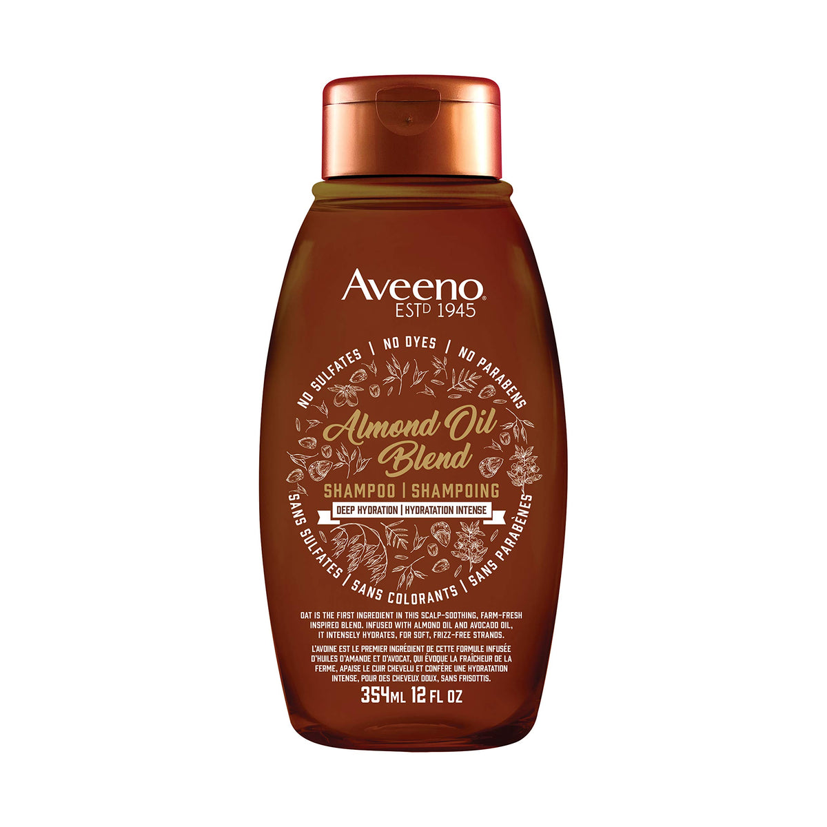 Almond Oil Blend Sulfate-Free Shampoo with Avocado Oil for Intense Hydration, Deep Moisturizing Shampoo for Thick, Curly, Frizzy or Coarse Hair, Paraben & Dye-Free