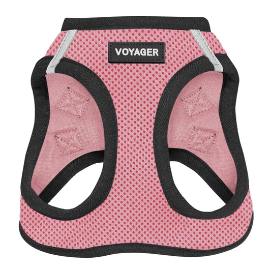 Best Pet Supplies - All Weather Mesh, Reflective, No Pull Harness for Small, Medium Dogs, Cats - Secure with Hook & Loop Fastener, Buckle, Double D-Rings - Pink/Black Trim, XXS