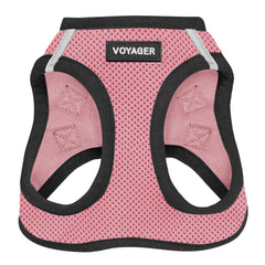 Best Pet Supplies - All Weather Mesh, Reflective, No Pull Harness for Small, Medium Dogs, Cats - Secure with Hook & Loop Fastener, Buckle, Double D-Rings - Pink/Black Trim, XXS