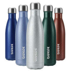 BJPKPK Insulated Water Bottles 17oz, Leak Proof Stainless Steel Water Bottle Keeps Cold for 24H and Hot for 12H, BPA Free Water Bottle,Silver