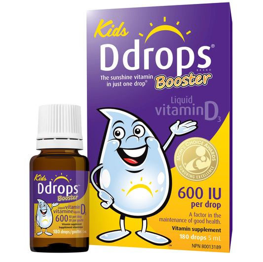Ddrops Booster Liquid Vitamin D3 Supplement for Kids & Adults 600 IU 180 drops - Supports Strong Bones & Immune System
