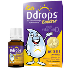 Ddrops Booster Liquid Vitamin D3 Supplement for Kids & Adults 600 IU 180 drops - Supports Strong Bones & Immune System