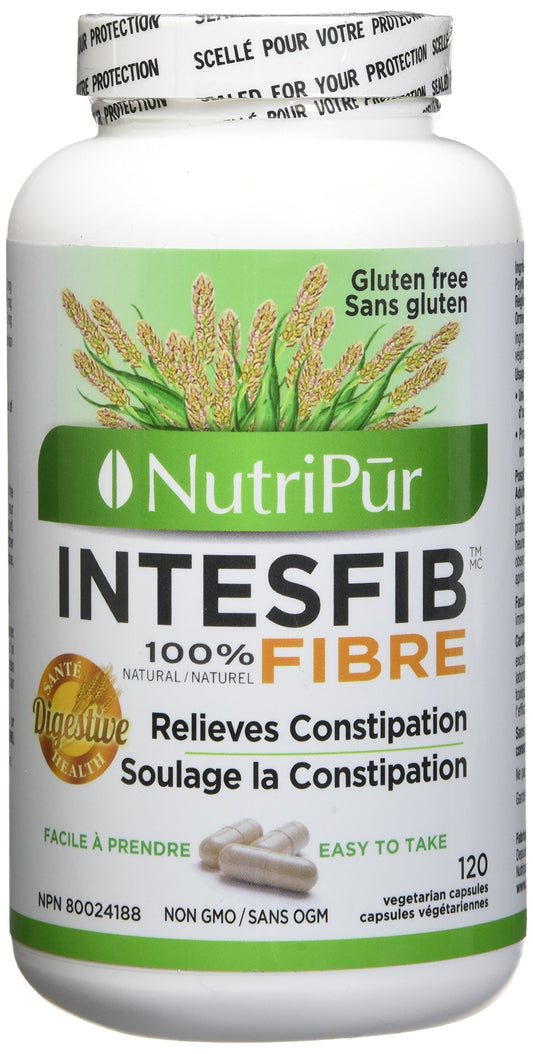 Nutripur IntesFib Organic Psyllium Fibre, 120 vegetarian capsules