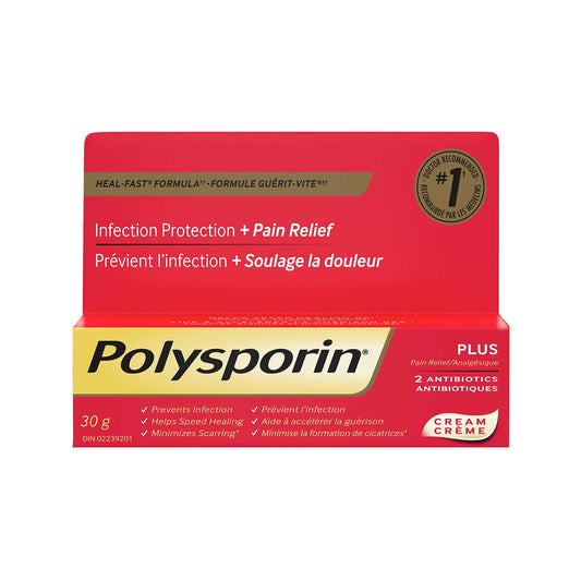 Polysporin® Plus Pain Relief Cream, Antibiotic Cream for First Aid Care of Minor Burns and Cuts