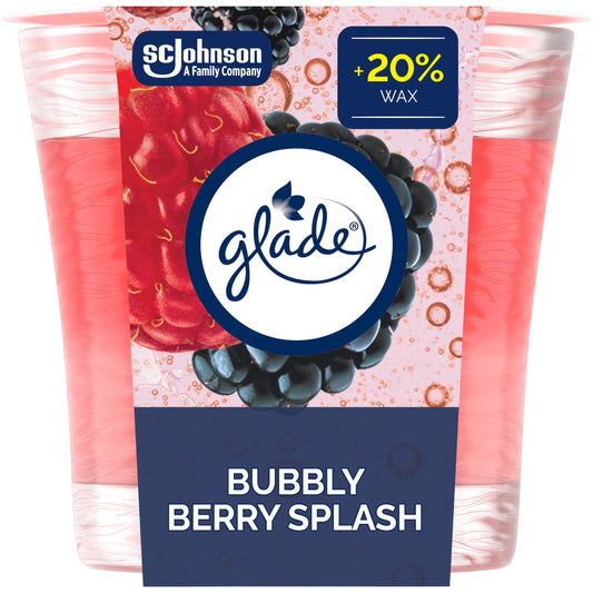 Glade Scented Candle, Aromatherapy Candle Air Freshener Infused with Essential Oils for Home Fragrance, 1-Wick, Bubbly Berry Splash
