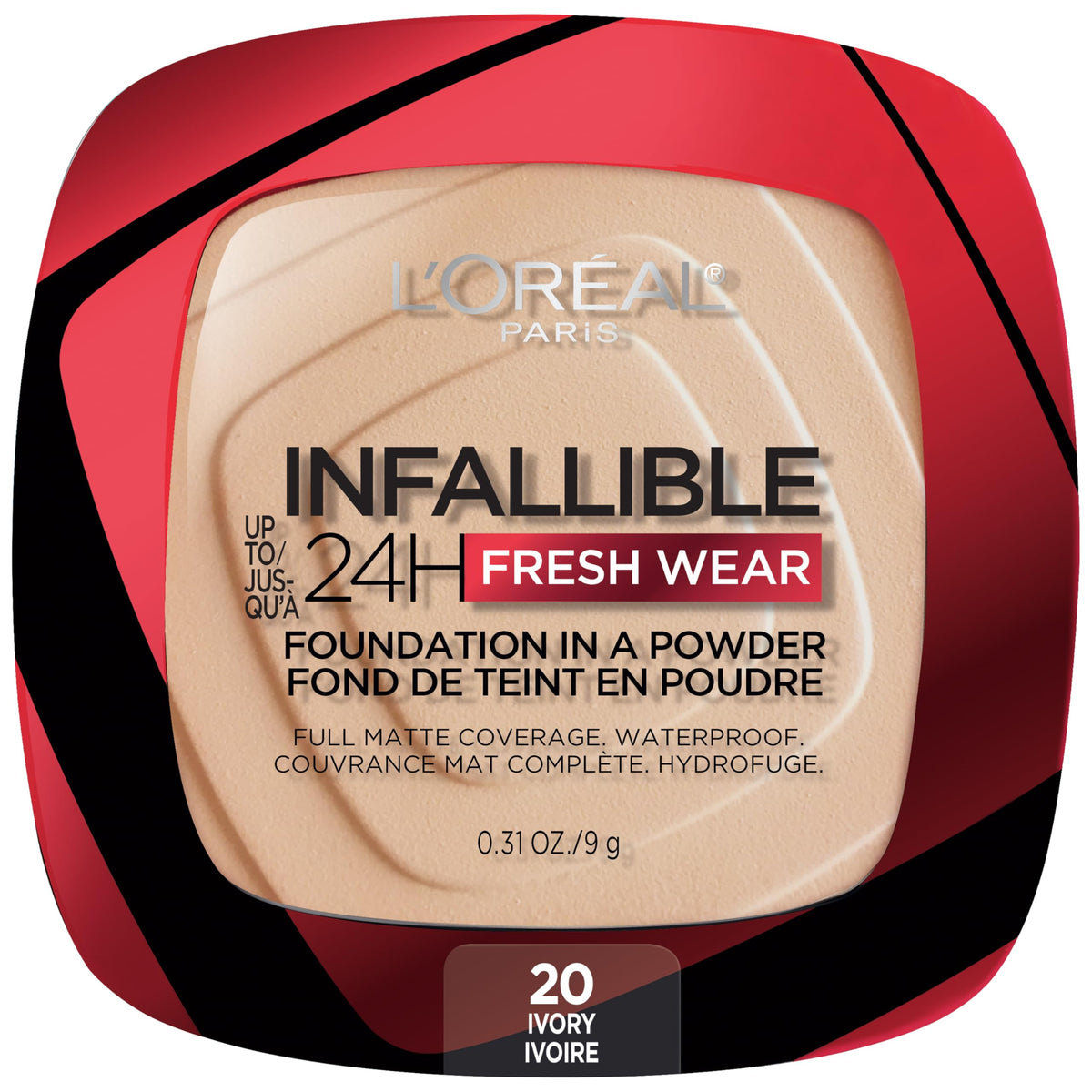 L’Oréal Paris Infallible 24H Fresh Wear In A Powder Foundation, Waterproof Matte Finish, Ivory 20, 9g