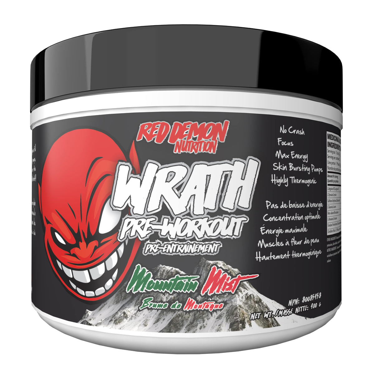 Red Demon Wrath Pre-workout - Intense Pumps, Endless Energy, Great Focus - 20 servings, Mountain Mist