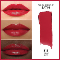 L’Oréal Paris Colour Riche Original Satin Lipstick, Hydrating Formula with Vitamin E & Argan Oil, True Red, 0.13 oz.