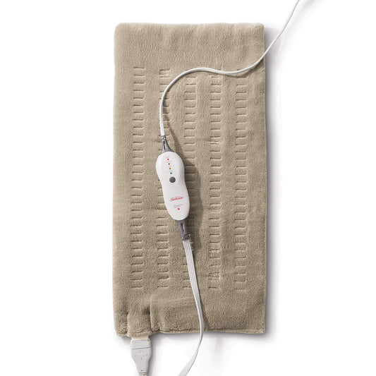 Sunbeam Premium King Size Heating Pad with Compact Storage - Moist Integrated Heating Pad for Pain Relief, 4 Heat Settings, 2 Hour Auto-Off, Beige