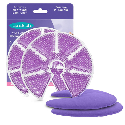 Lansinoh Breast Therapy Packs, Hot and Cold Breast-Pads with 2 Soft Covers, Postpartum Essentials for Nipple Pain Relief, Mastitis, Engorgement, Support for Breastfeeding and Pump Aid, 2 Pack