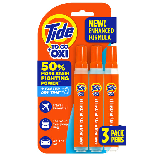 Tide To Go Stain Remover for Clothes, Tide Pen Stain Remover for Clothes, Instant Stain Remover Pen & Spot Cleaner, Portable & Travel-Friendly, Works on Food & Drink Stains, 3 Count Pack