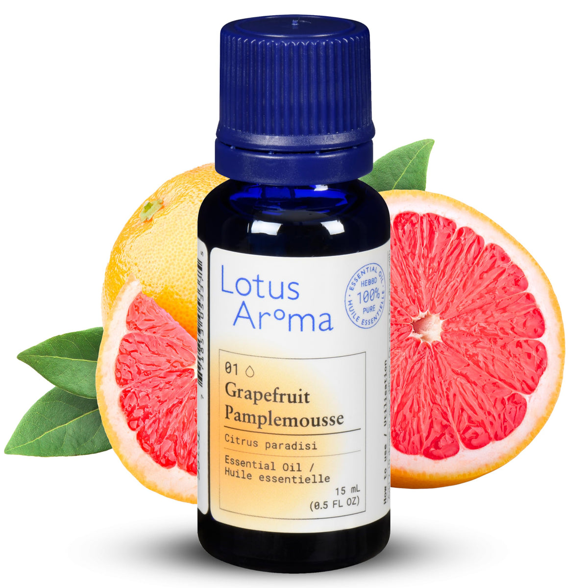Lotus Aroma Premium Grade Grapefruit Essential Oil, 100% Pure & Undiluted, Relaxing Scent, Natural Essential Oil For Humidifier, Aromatherapy Oil, Fragrance Oil - Huile Essentielle 0.5oz (15ml)