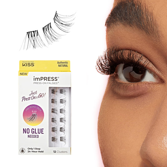 KISS imPRESS Press-On Falsies Eyelash Clusters Minipack, Natural, Authentic, 12 Ct.