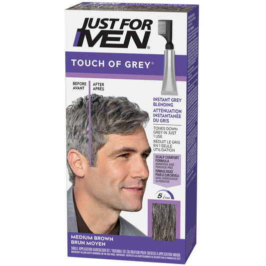 Just For Men Touch of Gray, Hair Color for Men with Comb Applicator for Easy Application, Great for a Salt and Pepper Look - Medium Brown, T-35, Pack of 1