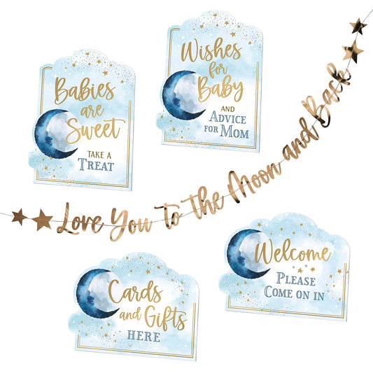 Lillian Rose "Love You to The Moon and Back" Baby Shower Decoration Signs and Bunting