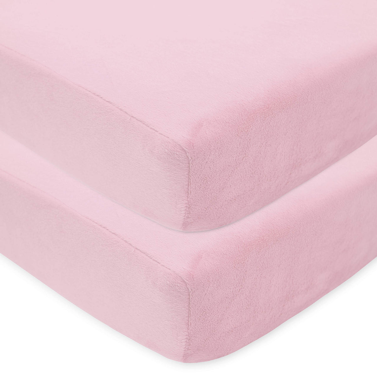 American Baby Company Pack of 2 Heavenly Soft Chenille Fitted Crib Sheet for Standard Crib and Toddler Mattresses, Pink, 28" x 52", for Girls