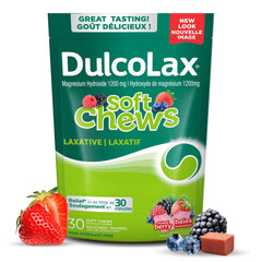 DulcoLax Soft Chews, Laxative for Gentle Occasional Constipation Relief For Adults and Kids Ages 12 and Over, Vegan, Stimulant-Free, Gluten-Free Laxatives, Mixed Berry, 30 Count