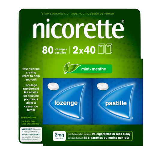Nicorette Mint 2mg Lozenges, Quit Smoking Aid, NRT, Nicotine Replacement Products, Craving Relief, Mint Flavoured, 80 Pack