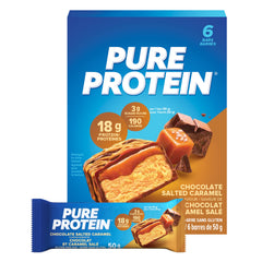 Pure Protein Bars - Nutritious, Gluten Free bar, made with Whey protein blend - low sugar, protein snack. Deliciously satisfying. Made in Canada, Chocolate Salted Caramel (Pack of 6)