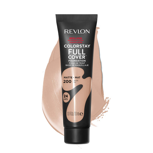 Revlon Liquid Foundation, ColorStay Face Makeup for Normal and Dry Skin, Longwear Full Coverage with Matte Finish, Oil Free, 200 Nude, 1.0 Oz/ 30ml