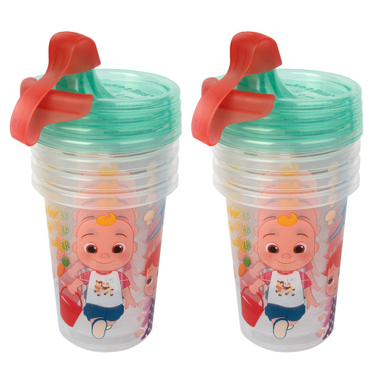 The First Years Cocomelon Take & Toss Toddler Sippy Cups - Spill Proof Toddler Sippy Cups with Snap On Lids and Travel Caps - Cocomelon Feeding and Party Supplies - 10 Oz - 8 Count